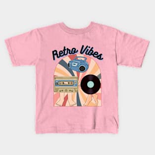 Retro Vibes Cassette and Record 80's and 70's theme Kids T-Shirt